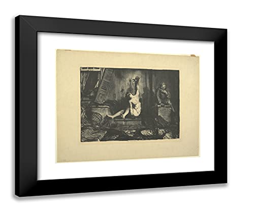 ArtDirect George Wesley Bellows 23x20 Black Modern Framed Art Print Titled The Cigarette