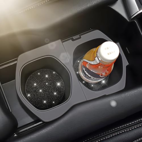 Image of Osilly Bling Car Cup Holder Coaster, Crystal Rhinestone Anti-Slip Insert Coasters, Universal 2.75 Inch Fashion Automotive Cup Mat, Car Interior Accessories Decor Gifts for Women (Black, 4PCS)
