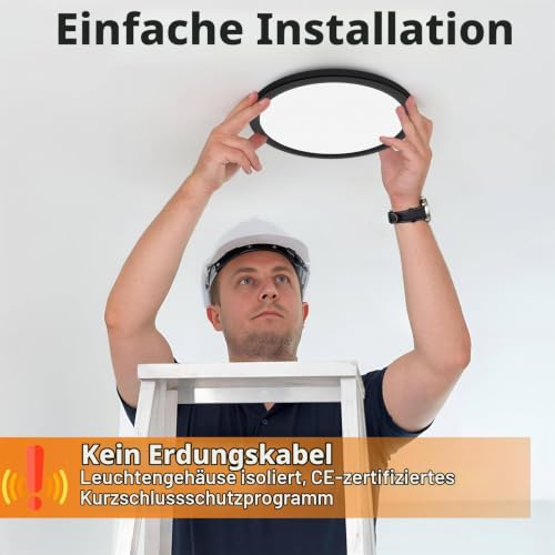 slochi Deckenlampe LED Deckenleuchte Flach, Ø22CM 3Farben 18W 1800LM Weiß – Ansicht 5