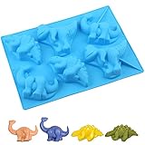 PhantomSky 6 Cell Silicone Dinosaur Cake Mould Silicone Mould for Baking Cupcake Ice Cube Chocolate Jelly Candy Handmade Soap,Nonstick/BPA Free/Colors are Shipped Randomly