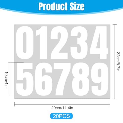 Hexizexi 20 Blatt Zahlen Aufkleber 10cm Klebezahlen Wetterfest Klebezahlen Weiß 0-9 Große Zahlen Sticker für Hausnummer Schilder Postkasten Mülltonne