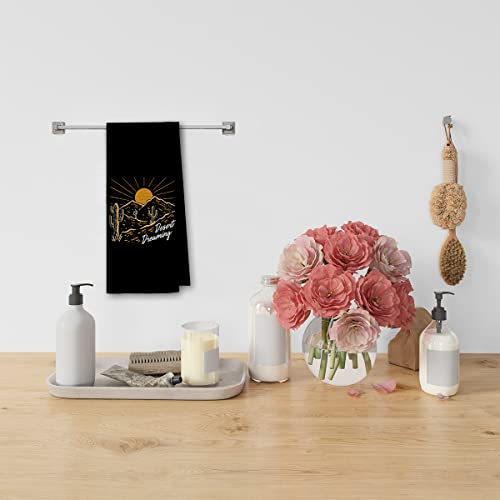 Dibor Desert Dreaming Boho Retro Western Country Cowboy Sunshine Cactus Mountains Kitchen Towels Dish Towels Dishcloth,Wild West Absorbent Drying Cloth Hand Towels Tea Towels For Bathroom Kitchen #TOP3