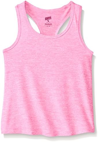 Soffe Girls' Big Dri Performance Racer Tank, Pink Lemonade Heather, Medium