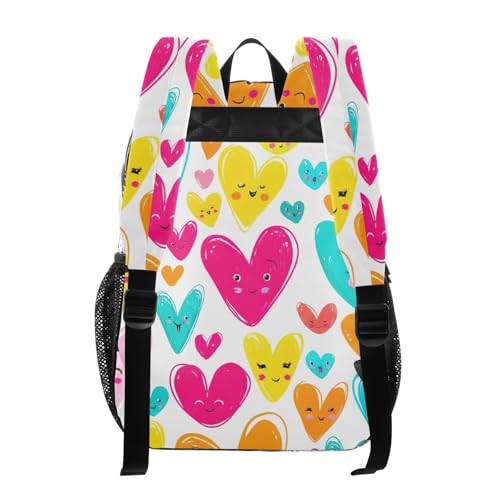 Colorful Cartoon Hearts Faces Clear Backpack Women Cute Boys Backpacks for Girls See through Approved Bag3