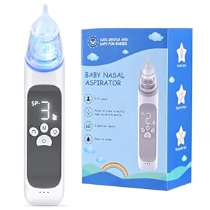 Ixdregan Baby Nasal Aspirator, Electric Baby Nose Sucker, Rechargeable Baby Nose Cleaner with 3 Suction Levels and 3 Soft Silicone Tips for Newborns & Infants, Nursery Rhymes and Colorful Lights