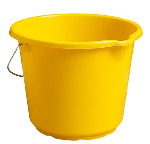 10L Plastic Yellow Bucket Heavy Duty Builders Water Storage Strong Metal Handle