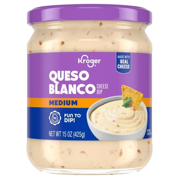 Queso Blanco Cheese Dip, Medium Heat, Made with Real Cheese, 15 oz Jar, for Nachos, Chips & Tacos