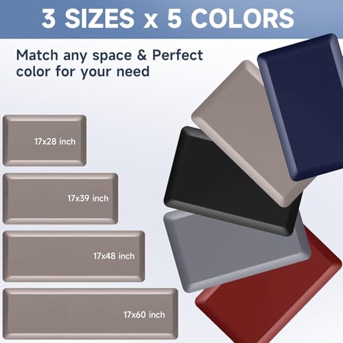 Image of 4 /5 Inch Thick Kitchen Mat Anti Fatigue Mat Kitchen Rugs Kitchen Decor Non-Slip, Stain & Water Resistant, Kitchen Mats Desk Mat for Kitchen, Office, Workshop, Khaki, 17'' x 60''