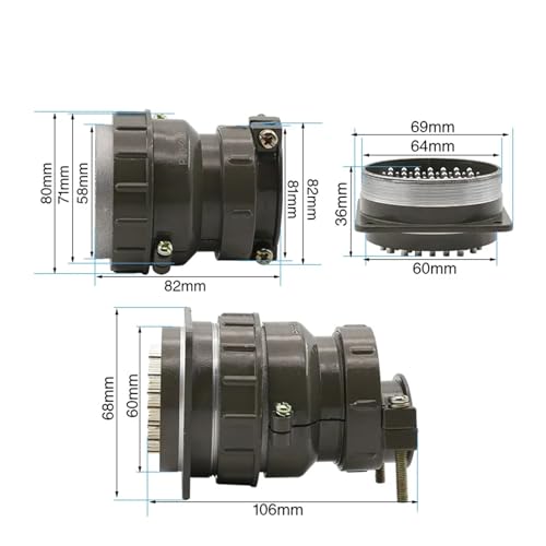 Conector Circular Aviation Plug P60 Serie 60MM 47 Núcleos miniatura 2