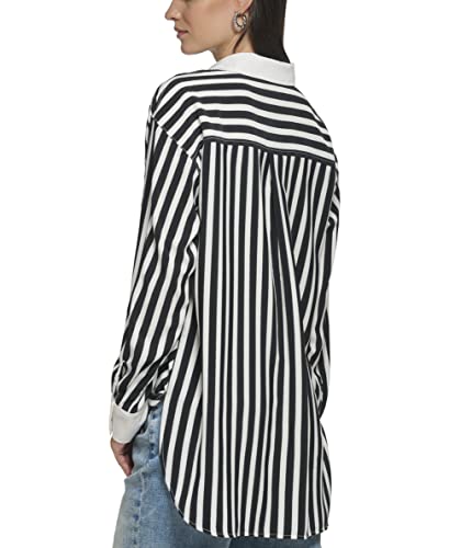 Karl Lagerfeld Paris Women's Soft Long Sleeve Stripe Everyday Fashion Sport Blouse3