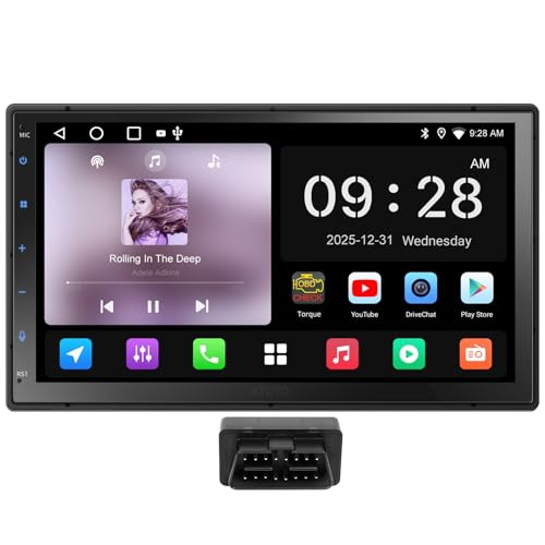 ATOTOEXCEL Android Radio Coche 2 DIN con CarPlay & Android Auto Inalámbrico, Escáner Bluetooth OBD2, Pantalla de Coche Táctil 7', GPS Navi, Wi-Fi/USB, FM/Am/RDS, DSP/LRV, AI Chat, Mirror Link