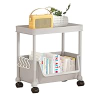 Mobiel boekenkast met wieltjes, verrijdbare boekenwagen met 5 etages, multifunctioneel, draaibare rolwagen, duurzame rolwagenopslag, grote trolley met wielen voor thuis, werkkamer, woonkamer