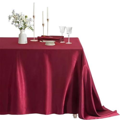 Jyswx Tovaglia rettangolare 150 x 210 cm, colore rosso vino, tovaglia per feste, lavabile in lavatrice, in poliestere resistente, per matrimoni, cene, feste ed eventi