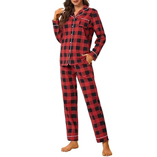 Image of Tugege Pajamas Set Long Sleeve Sleepwear Womens Button Down Nightwear Pj Sets