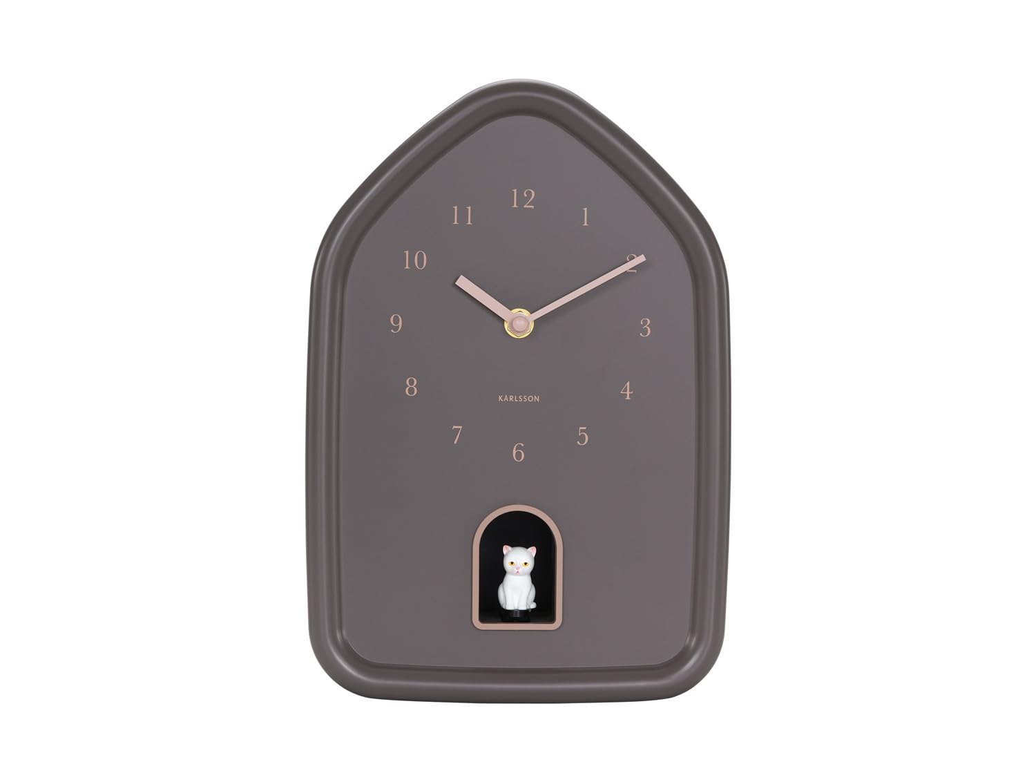 Karlsson Wall clock Modern Kitty - Brown - 29.3x20x29.2cm - Rectangle - Plastic - Clocks for Living Room - Office - Bedroom Gift for him - Gift for her