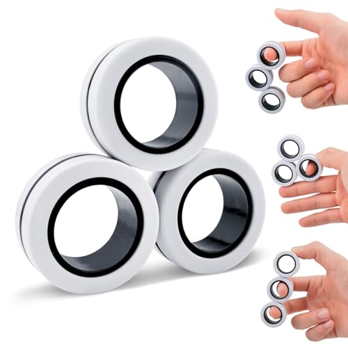 ASIOWELY Magnetic Rings Fidget Toy Set,3 PCS Fidget Toys Adults for Anxiety ADHD Ring Toys,Fidget Spinners for Kids Teen Stress Relief,Easter Basket Stuffers Toys Gifts for 8+ Year Old Boys Girls