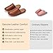 Men’s Genuine Cowhide Leather Slippers, Breathable Leather Soft Smooth Sole Bedroom Flat Shoes House Slippers Indoor Outdoor (LightBrown, 11-12, Adult, Men, 11, Numeric, US Footwear Size System, Medium)