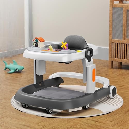 Image of StarAndDaisy Elegant Baby Walker 6 to 18 Months /Walker for Kids Girl Boy with Anti Fall Brake Pads, 3 Speed Height Adjustment, Multi-Level Seat Adjustment, Recreational Music Toy Bar, (Elegant Grey)