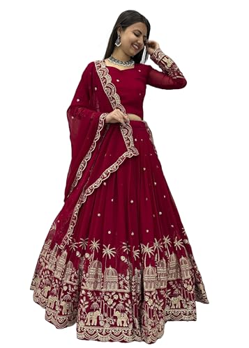 Lehenga georgette 13648 motif renard pour silhouette fluide sans lourdeur
