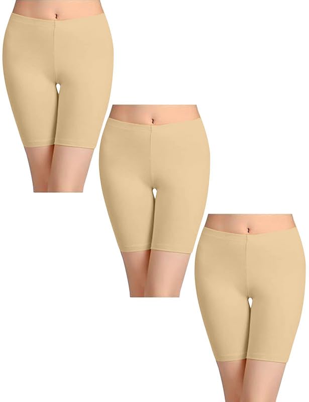 Image of TRENDMALLS Women's High Coverage Super Combed Cotton Elastane Stretch Mid Waist Shorties with Concealed Waistband Cycling Short