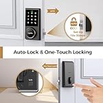 Keyless Entry Door Lock with 50 Code, 16 Anti-Peeping Password Touchscreen Door Lock Code, Electronic Keypad Deadbolt for Front Door, One Touch Lock, Low Battery Alarm, Easy to Install, Bronze - Image 3