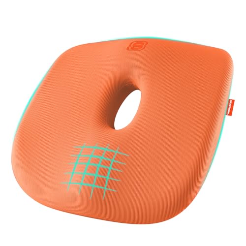 Skechers Seat Cushion Memory Foam,Donut Pillow Office Chair Cushion for Tailbone Pain Relief,Butt Pillow for Office Chair,Car seat Cushion,Long Sitting Office Workers,and Car Drivers,Orange