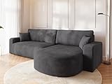BROMARKT Ecksofa mit Schlaffunktion und Bettkasten Cordstoff Sofa Dreisitzer Schlafsofa Eckcouch Relaxsofa für Wohnzimmer Wohnlandschaft L-Form Bisk 275x170x85cm Grau