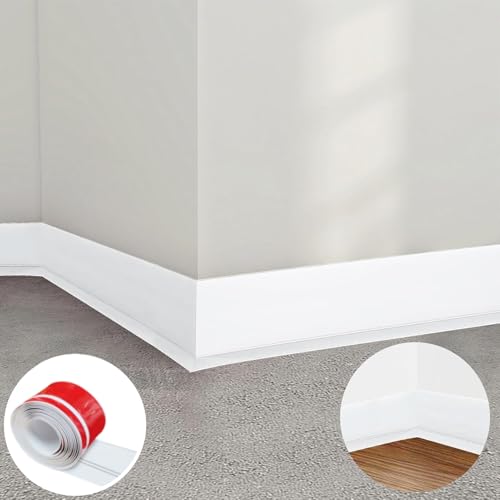 Weichsockelleiste Selbstklebend, 20 x 60mm x 10m Sockelleiste Selbstklebend für Küche und Badezimmer, Weich Sockelleiste Selbstklebende Abschlussleiste aus PVC, Flexible Knickleiste fußleisten - Weiß