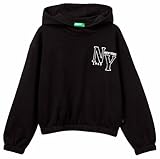 Sweat fit doux avec capuche en molletonné, bas et poignets élastiques, détail carré derrière froncé, motif brodé effet puffy.