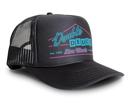 Road House Double Deuce Logo Retro 80s Snapback Cap (Trucker Hat - Black/Black)