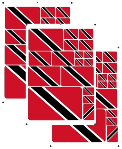 vmcoatdu Lot de 3 autocollants motif drapeau de Trinité-et-Tobago - Impression laser - Plusieurs tailles - Rouge