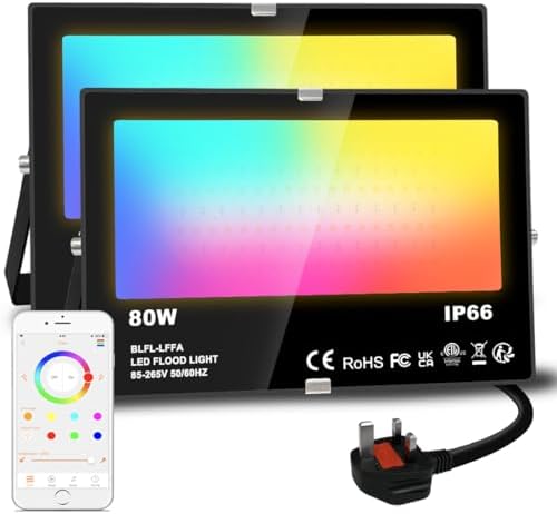 Lighting master LED Flood Lights Outdoor 80W Smart RGB with APP Control