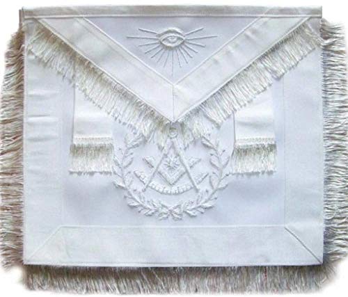 Tablier maçonnique Past Master blanc de taille standard, tablier de tradition