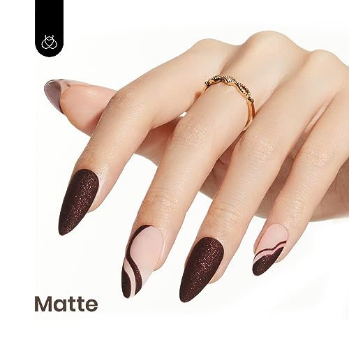 Image of Beetles Brown Glitter Gel Nail Polish, 15ml Chocolate Brown Jazz Club Soak Off Gel Polish Nail Art Manicure Salon DIY Gift for Women