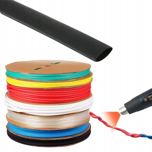 Schwarz Schrumpfschlauch mit 1,5 mm 1 m – Hochflexibles, selbstverlöschendes Schrumpfrohr | Schrumpfrate 2:1, UV-beständig | Isolation & Schutz für Elektronik, Fahrzeuge | Schrumpfschlauch