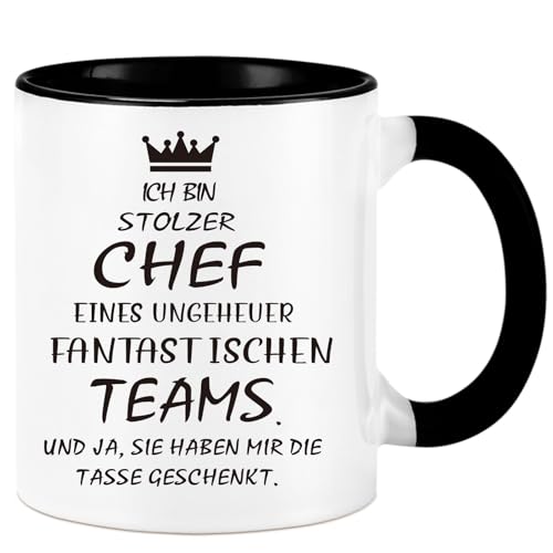 Diztoud Tasse Chef Geschenke Geschenk für Chef Weihnachten Geburtstag Abschied Rentenbeginn Geschenk für Kollegen Ich bin Stolzer Chef Tasse lustige Weihnachtsgeschenke 325ml Keramik Kaffeetasse