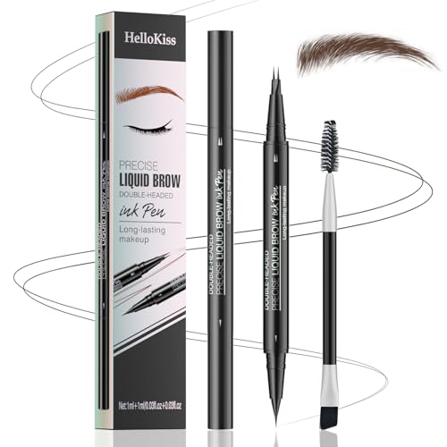Eyebrow Pencil, Eyebrow Pen with Double-Brush Tip 2-in-1 Eyeliner...