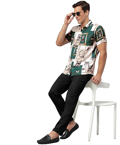 Image of Venisa Men's Cotton Blended Printed Casual Shirt