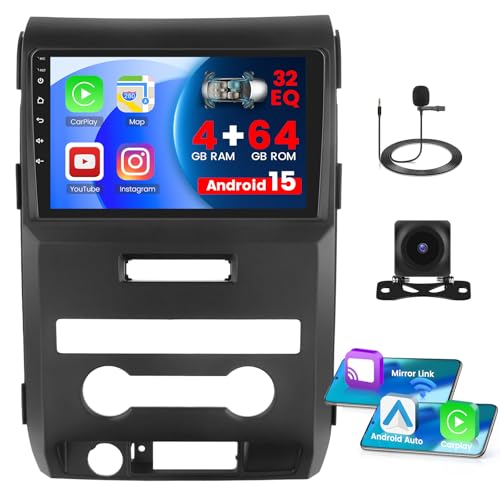 4+64GB Android 15 �J�[���W�I �t�H�[�h F-150 F150 2009 2010 2011 2012�p ���C�����XCarPlay Android Auto���ځARealdio 9�C���`�^�b�`�X�N���[���ABluetooth 5.0�AFM/R
