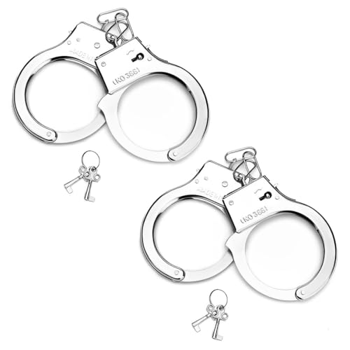 LQIOACU 2 Stück Handschellen für Kinder Polizei-Set Mit 4 Schlüsseln für Räuber und Gendarm Spielen