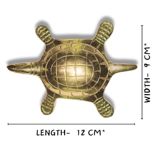 Image of Brass Big Turtle with Yantra Statue | Weight - 336 Gram Approx | Size-5 inch |Pital Kachhua | for Peace & Prosperity | Idol and Figurines | Turtle for Good Luck
