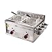 SAFGH Freidora de Gas Profesional, freidora de Gas de Doble Cilindro de 20 l, freidora de Papas Fritas de Pollo de Acero Inoxidable con Cuchara de Cesta para Restaurante Comercial, Cocina casera