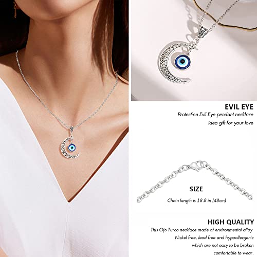 VIBILIA Evil Eye Necklace Sun Pendant Turkish Blue Eye Protection Lucky Necklaces Jewelry Gifts for Men Women (Sun) - Silver2