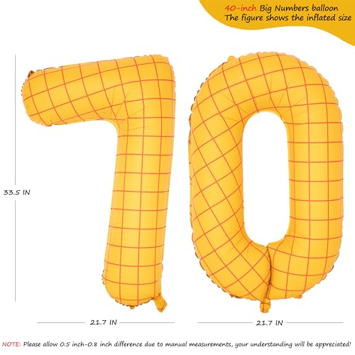 Image of 40 inch Large Number Balloon 70 Toy Inspired Story Yellow Birthday Balloon | Western Rodeo Party Supplies Boy Girl Story Anniversary Kids Birthday Party Cowboy Farm Themed Baby Welcome Decorations