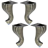 Semetall 4 PCS Bronze Furniture Legs, Modern Metal Metal Table Legs,Unique S Shape Sofa Legs Replacement for Chair,Table,Dresser,Cabinet, Couch, Coming with Mounting Screws, Height 5.6-Inch