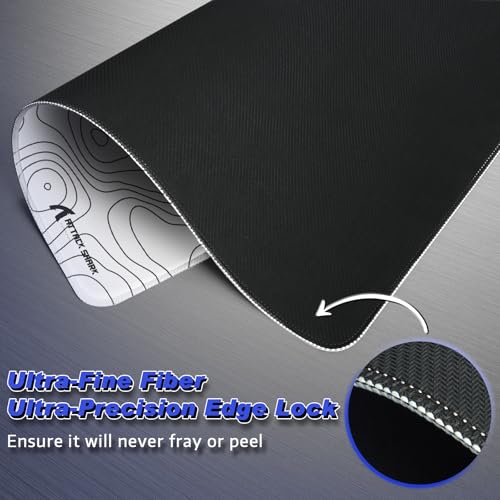 ATTACK SHARK CM02 eSports Gaming Mouse Pad, Wodoodporna Powłoka Duża Podkładka Pod Mysz, Tekstura Drobnego Piasku, Antypoślizgowa Podstawa, 450x400x4MM - Biały Kontur