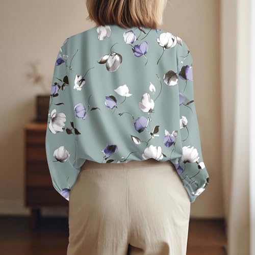 Long Sleeve Blouse for Women 2025 Fall Fashion Button Down Casual Loose Shirts3