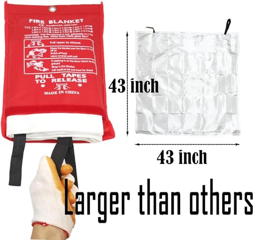 Image of Blankets 8 Packs with Gloves. High Heat-Resistant fire Blankets for Home Security, Kitchen and Camping, Emergency fire Blankets for Home and Kitchen,