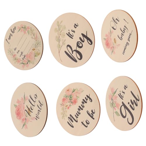 SAFIGLE 6個 ベビーマイルストーンカード 月 お願いします の誕生日マイルストーン カード ベビーグッズ 出産お知らせサイン 新生児のための の誕生を知らせるサイン 木