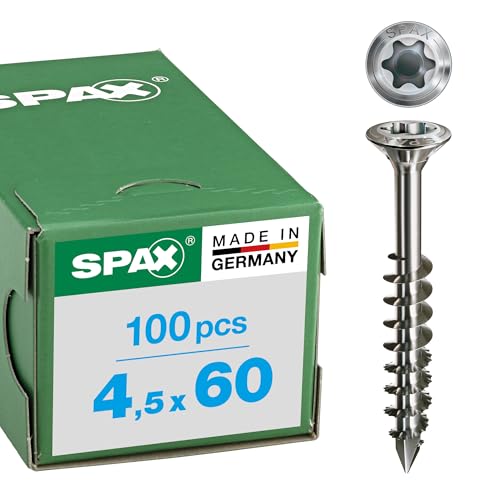 SPAX Fassade, Linsensenkkopf, T-Star plus, Cut, Teilgewinde, Edelstahl Rostfrei A2, 4,5 x 60 mm - 100 Stück